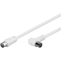 Coax kabel, 1,5 meter, hvid, vinklet, 80 dB, 75 ohm, dobbelt afskrmet