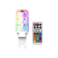 2 stk. G9 2W RGBW LED prer, RGB + Varm Hvid, inkl. RF fjernbetjening