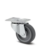 Tente Drejeligt hjul gummi Ø32 mm glideleje 20 kg med plade Byggehøjde: 50 mm. Driftstemperatur: -2