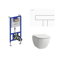 Laufen Basal toiletpakke, komplet inkl. hj cisterne (112 cm), toiletskl, soft close toiletsde og hvid trykknap