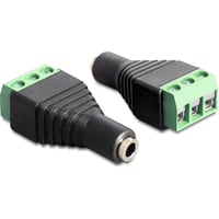 DeLOCK stereo adapter, 3,5mm stereo hun til 3-pins terminalblok, sort/grn
