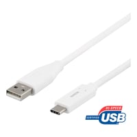 DELTACO USB-C to USB-A kabel, 2m, 3A, USB 2.0, hvid