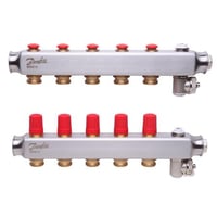 Gulvvarmemanifold SSM, 5 kredse, rustfri stl, 3/4" tilslutning - Danfoss
