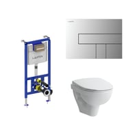 Laufen LIS INEO toiletpakke, komplet inkl. hj cisterne (112 cm), toiletskl, toiletsde og krom trykknap