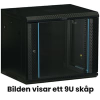 Vgskab, 19", 6U, 600 x 450, glasdr, sort