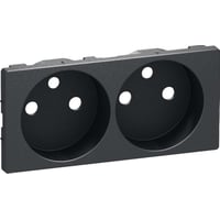 LK FUGA, Afdkning til vandret dobbelt stikkontakt med pind-jord, 2 modul, koksgr - Lauritz Knudsen