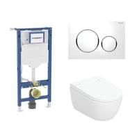 Geberit Duofix 112 cm toiletpakke inkl. Geberit AquaClean Alba douchetoilet vghngt, Geberit Sigma20 round, hvid/krom