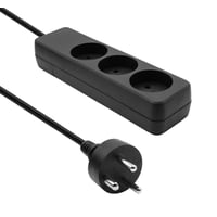Danish strømskinne, 3 udtag, sort, 3 meter kabel