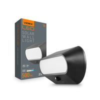 500lm solcelle LED vglampe med sensor, IP54, 5000K, sort, bevgelsessensor, udendrs