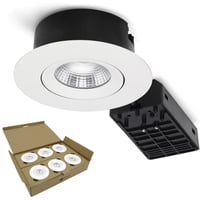 Nordtronic Velia ECO indbygningsspot, 230V, 7W, 2700/3000/4000K, rund, mat hvid - 6 stk