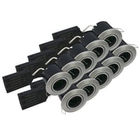 Nordtronic Fast Install ECO indbygningsspot, 10 stk/pakke, GU10, rund, brstet aluminium inkl. Nordtronic Long Life, 2700K, 340lm, CRI>90, 40.000 timer, dmpbar