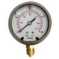 Manometer, 0-4 kg, 1/4'', 63 mm, glycerinfyldt