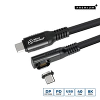 USB-C til USB-C kabel, 0.5 meter, vinklet, premium, silikone, 240W, 8K, 40Gbps, USB4