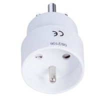 E-Line stikprop adapter, fra pind jord til DK med jord, hvid, IP20, 230V, 16A