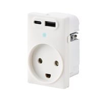 FESH SWITCH Curveline stikkontakt med jord, USB-A, USB-C, 16W/20A, 1 modul, hvid