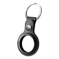 Deltaco Apple AirTag Case Keychain Artificial Leather Black