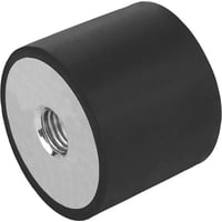 Gummibuffer type C gevind M8, D: 30, H: 30, rustfrit stl, elastisk naturgummi, shore 55a