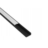 PVC profil til LED strip 16x7 mm, 1 meter, sort, med mlkehvidt cover