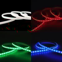 5 meter 9W/m RGB CLIP-ON LED strip, 230V, IP67 vandtt, hvidt cover, 60 LED