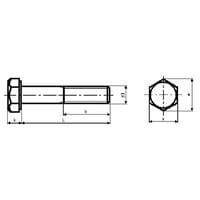 Stålbolt M12 x 50 mm, A4, DIN 931, 6-kant