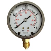 Manometer, 0-4 kg, 1/4'', 63 mm, glycerinfyldt