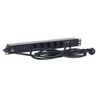 Lanview 19" rack-stikdse 1U, 10A, 5 x dansk type K jordet stik, 3 m kabel