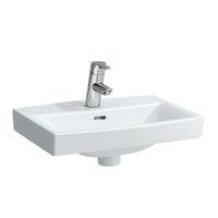 Laufen PRO-N håndvask 50 x 36 cm med central hanehul. Monteres på enten 195 mm bæringer eller bolte montering.