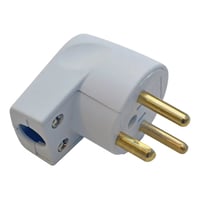 E-line vinkelstikprop hospital, med jord, hvid, 230V, 16A, IP20, rund