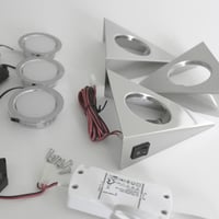 Trekant LED-spot, 3 spots og driver, 2W, 3500K, stl