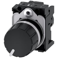 Potentiometer, kompakt, 22 mm, rund, plastik, sort, 10K ohm, med holder, skrueklemme