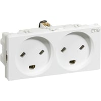 LK FUGA, Vandret dobbelt EDB stikkontakt med jord, 2 modul, hvid - Lauritz Knudsen
