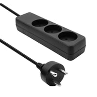 dansk strømskinne, 3-stik, sort, med 3 meter EDB kabel