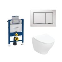 Geberit Duofix Omega 82 cm toiletpakke inkl. If Spira Modern vghngt toilet inkl. toiletsde, Omega20 square: Hvid (krom detaljer) trykknap
