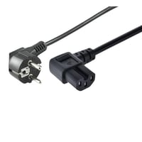 Strmkabel, CEE 7/7 (Schuko) - vinklet C15, 1,5 meter, sort