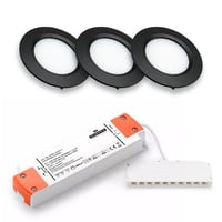 LEDlife Reco68 Sort Mbelspot 3-pak m. Dmpbar Strmforsyning – 2,5W, 12V, 180lm, RA80