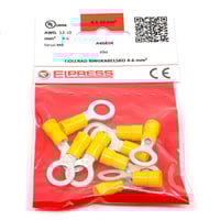 Isoleret ringkabelsko A4685R, 4-6mm, M8, gul - i poser  10 stk.