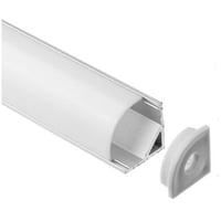 Billede af Alu hjrneprofil til LED strip, 1 meter, inkl. mlkehvidt cover, klips og endestykker