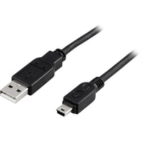 DELTACO USB 2.0 kabel Type A Han - Type Mini B Han 0,5m, sort