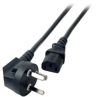 Netledning med Dansk EDB vinklet stikprop med jord og C13 hun-apparatstik, 1,8 meter, sort – vrige