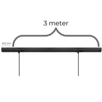 Square lampeskinne til loft til nedh?ngte lamper (pendler), til 4 lamper, endetilslutning, sort, 3 meter