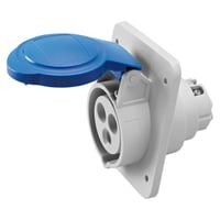 CEE indbygnings udtag, 10, HP, 3P, 16A, 230V, 6H, bl, IP44