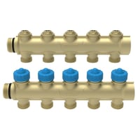 Wavin Comfina 3/4" gulvvarme fordelerrør, 5 kredse, 16 mm pex koblingssæt