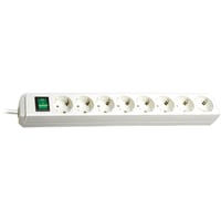 Brennenstuhl Eco-Line strømskinne, 8 x CEE 7/4 udtag, 1 x CEE 7/7 stik, 3 meter kabel, hvid