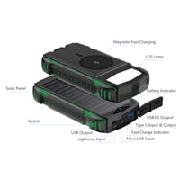 Solar powerbank rugged TitanPack UltiMag, 20000mAh, MagSafe-kompatibel, vandafvisende, sort – TitanPack