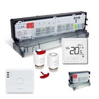 Salus komplet gulvvarmestyring, trdls, Zigbee, app-styring til 8 kredse kredse/rum, hvid