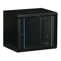 19″ vgskab, 9U, 600×450 mm, glasdr, sort