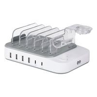 DELTACO USB charging station, 4x USB-A, 1x USB-C 2.4A, 1x USB-C PD 20W