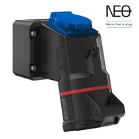 CEE Kombivgudtag NEO, 16A, 5P, 6H, 400V, med Schuko udtag, skruelukkede klemmer, rd