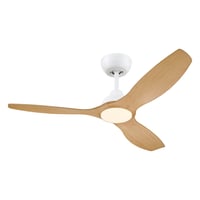 Philips Olas Loftventilator med LED-lys, 132 cm, dmpbar med justerbar farvetemperatur, fjernbetjening, hvid/tr