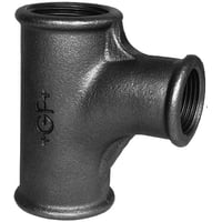 Sort strmtee med muffer, 1" x " x 1"